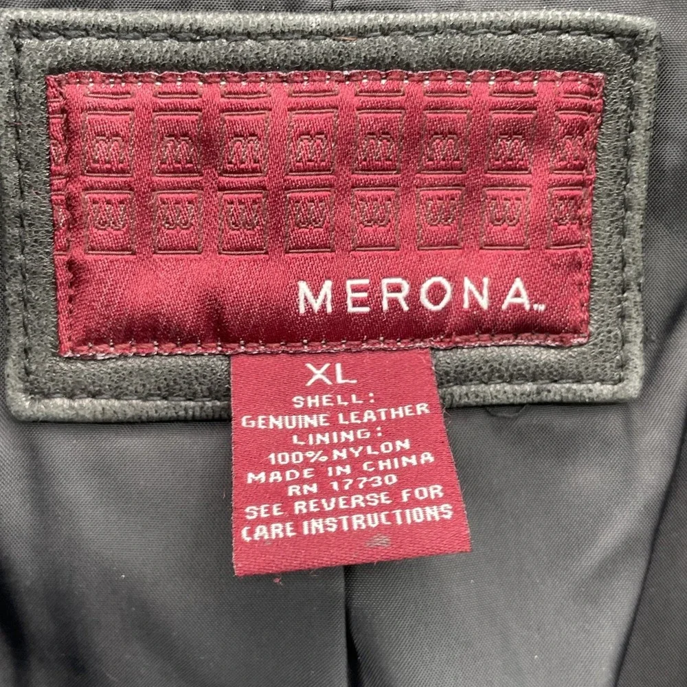 Merona 100% Leather Jacket Womens XL Long Coat Corpcore 90's Minimalist Academia